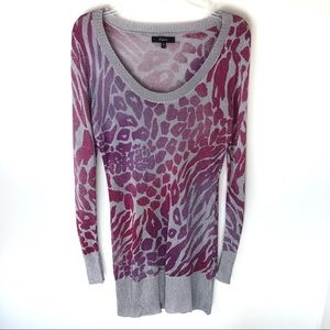 Express Metallic Animal Print Sweater Dress Tunic